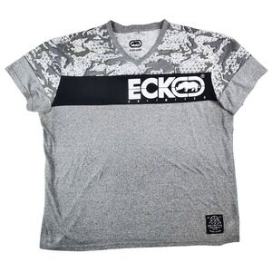Ecko Unlimited Mens V-Neck XXL T-Shirt Y2K Style Graphic Print Short Sleeve 2XL